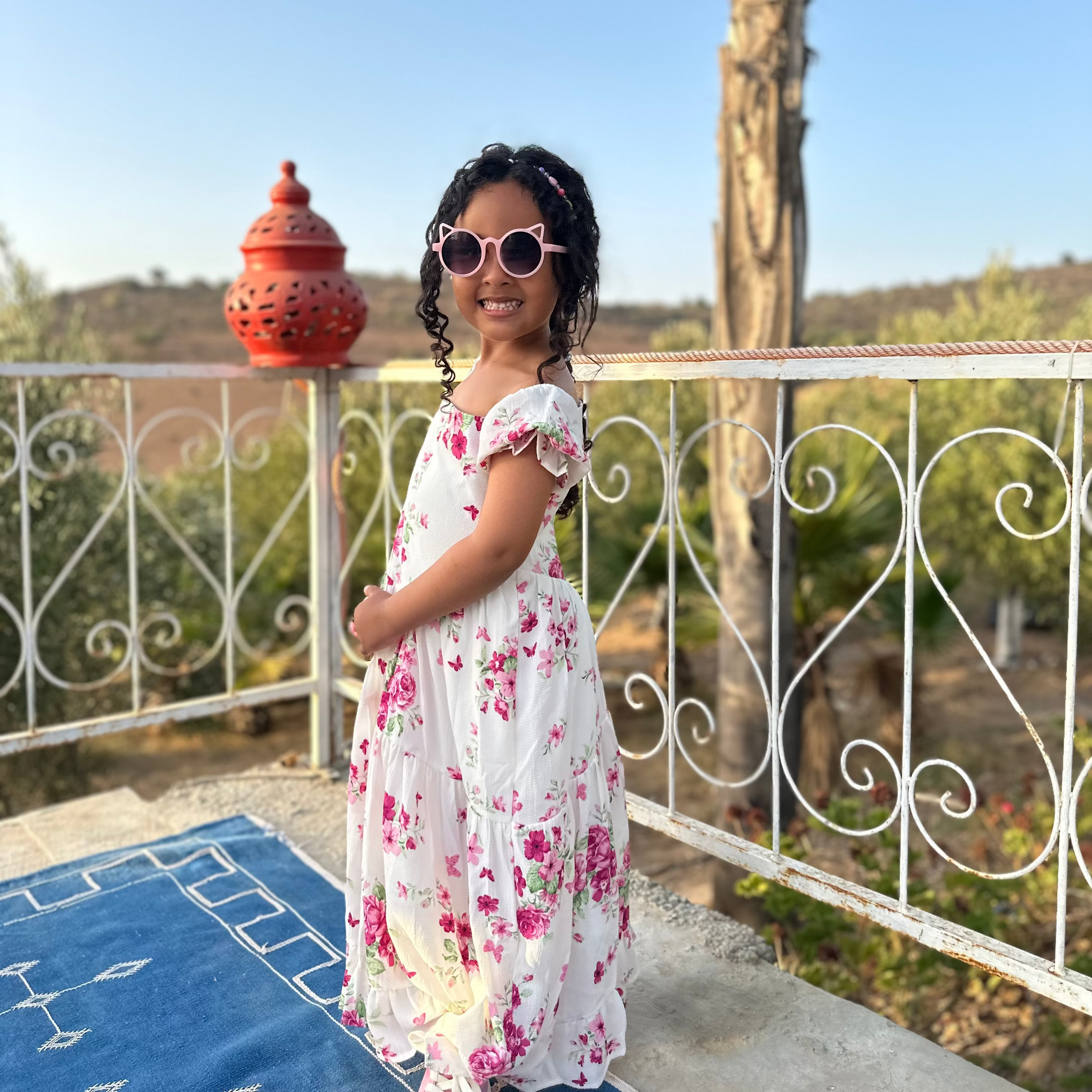 Robe Flora – Robe Longue imprimé floral délicat blanche