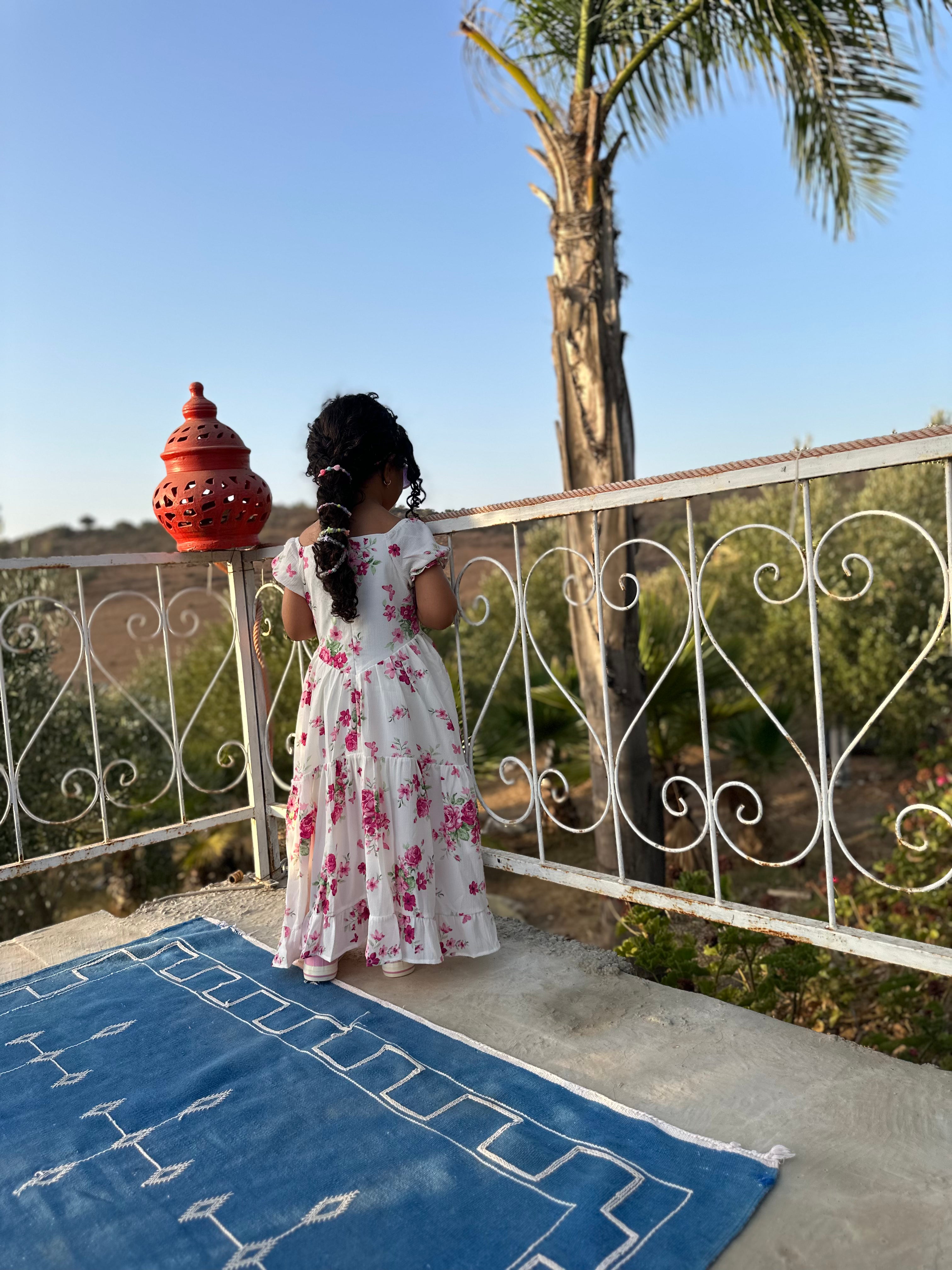 Robe Flora – Robe Longue imprimé floral délicat blanche